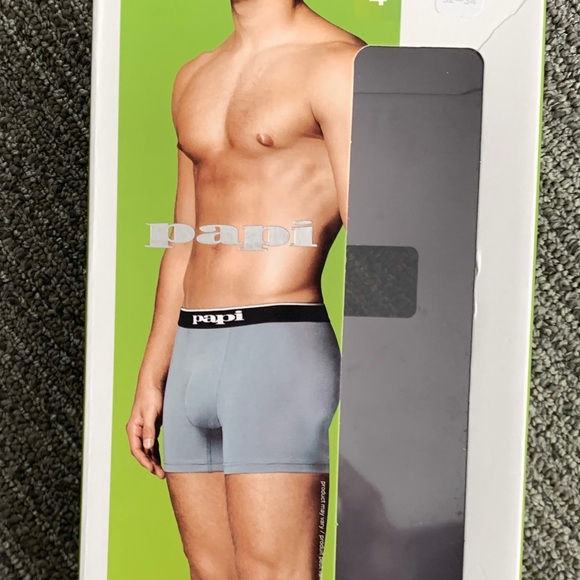 PAPI MENS BRAND NEW LIGHT GRAY COTTON STRETCH BOXER BRIEF MEDIUM (1 PAIR ONLY) - Picture 4 of 10